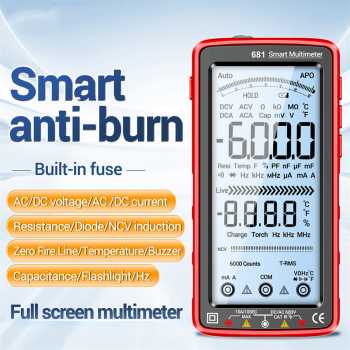JUNEJOUR Digital Multimeter Large LCD Screen 6000 Count 1200mAh - 681