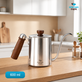 One Two Cups Teko Kopi Leher Angsa Gooseneck Pour Over Kettle 600ml - Silver