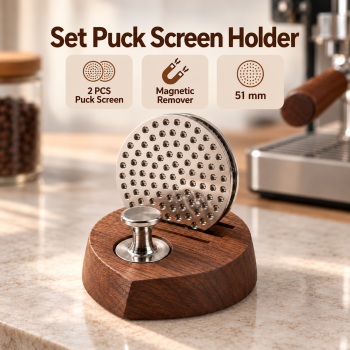 Brevville Set Puck Screen Holder Magnetic Remover Wood Rack - 51mm Wooden