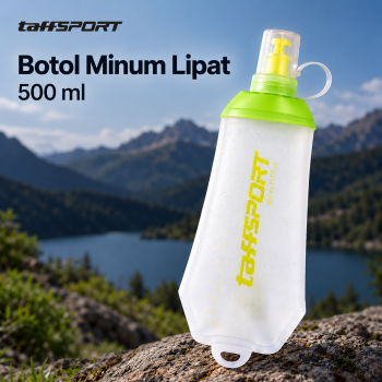 TaffSPORT Botol Minum Lipat Soft Flask Foldable Water Bottle Sport TPU - 500ml Light Green