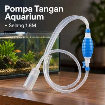 Qtq Pompa Tangan Aquarium Water Charge Pump Siphon Cleaner 1.8M - Blue