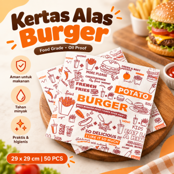 XI Kertas Alas Kue Burger Wax Paper Food Grade Oil Proof 29x29cm 50PCS - BP-21