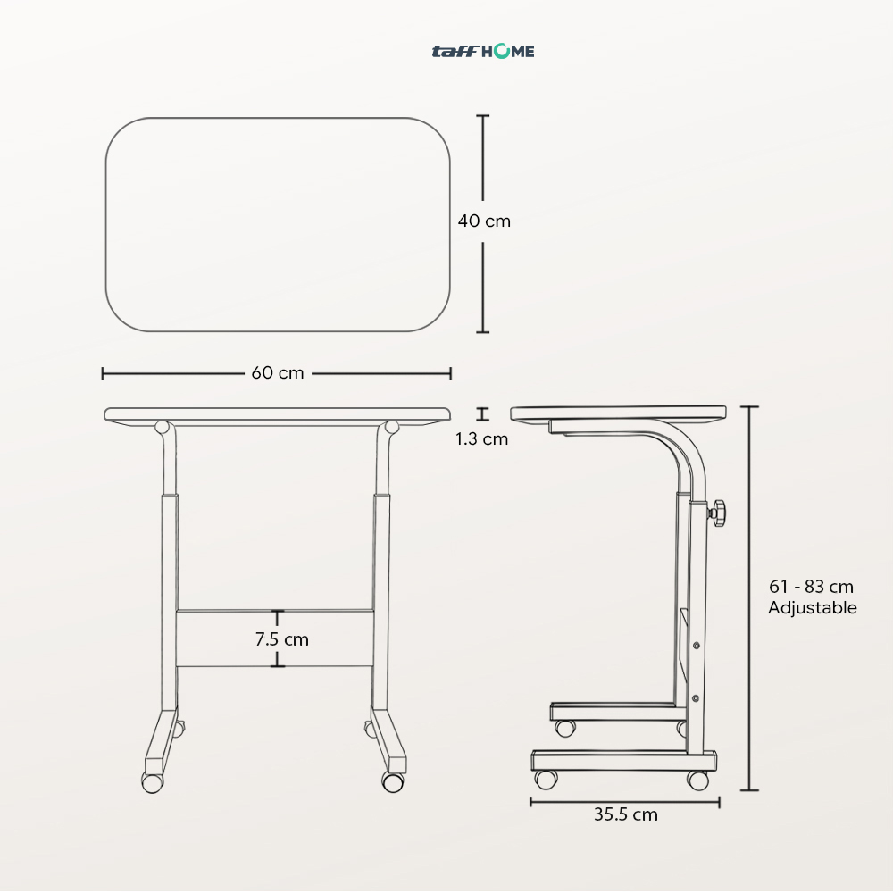 Gambar produk TaffHOME Meja Laptop Adjustable Portable Working Desk 60x40cm - ND02 - 7