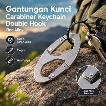 TaffSPORT Gantungan Kunci Carabiner Keychain Double Hook Zinc Alloy - Silver