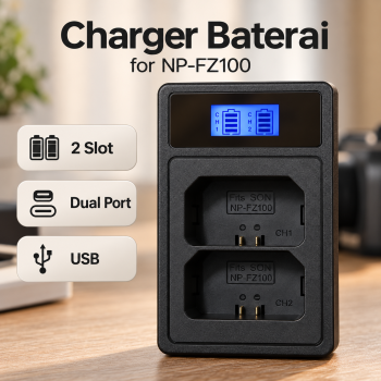 Kimaru Charger Baterai Kamera Dual Port for Sony NP-FZ100 Battery - Black