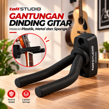 TaffSTUDIO Gantungan Gitar Dinding Guitar Holder Bracket Wall Mount - Black