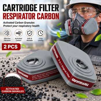 TaffGUARD Cartridge Filter Masker Gas Respirator Carbon 2 PCS - No Color