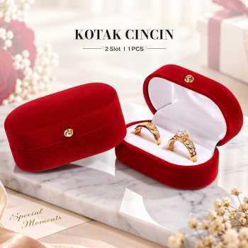 CUICA Kotak Cincin Double Ring Box Display Fleece Jewelry Case - PK310