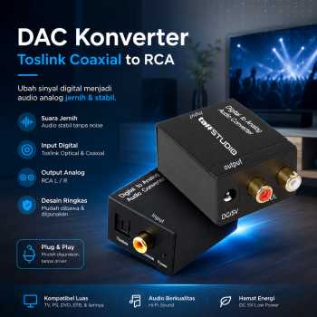 Gambar produk TaffSTUDIO DAC Konverter Audio Digital to Analog Coaxial Toslink RCA - TC51800