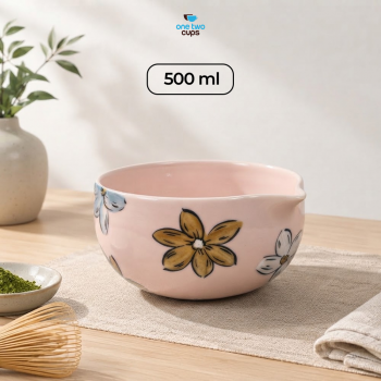 One Two Cups Mangkuk Matcha Bowl Chawan Single Ceramic 500ml - D58 - Pink