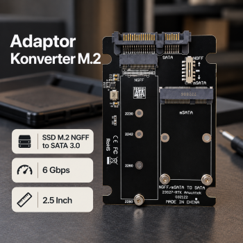 AOOM Adaptor Konventer M.2 NGFF SSD & MSATA to SATA III 6Gbps 2.5 Inch - Black