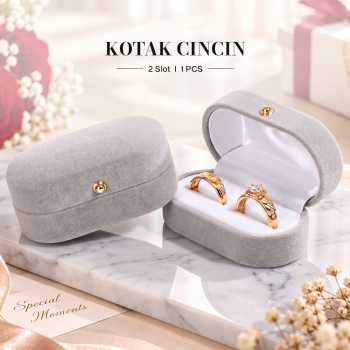 CUICA Kotak Cincin Double Ring Box Display Fleece Jewelry Case - PK310