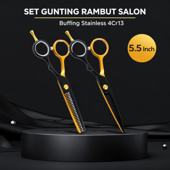Gambar produk Biutte.co Set Gunting Rambut Salon 5in1 Buffing Stainless 4Cr13 5.5 Inch - 440C