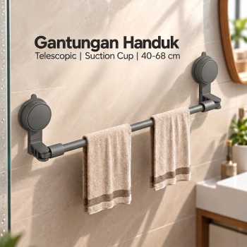 HEGLOW Rak Gantungan Handuk Kamar Mandi Suction Cup Telescopic 40-68cm - TK010