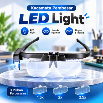 TELEHILL Kacamata Pembesar 4.5x Spectacle Magnifier Glasses LED Light - Black