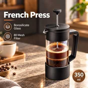POZOO French Press Coffee Maker Pot Plunger Borosilicate Glass - FS50