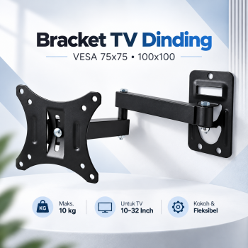 Gambar produk Taffware Bracket TV Dinding Teleskopik VESA 75x75 100x100 10-32 Inch - HY-210
