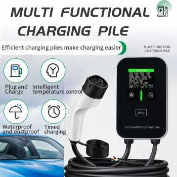 OTOHEROES Charger Mobil Listrik EV Bluetooth WiFi APP Type 2 Female - 16A 11kW 3 Phase Black