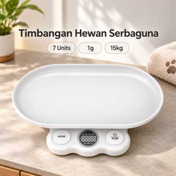 RU Timbangan Kucing Anjing Digital Pet Scale Serbaguna 7 Units 1g 15kg - White