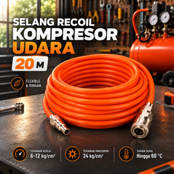 Bai Selang Recoil Kompresor Udara Hose Quick Coupler EVA Tube Air Pump - 20M Red