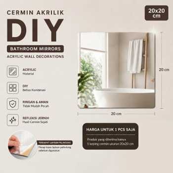 TaffHOME Cermin Akrilik DIY Bathroom Mirrors Acrylic Wall Decorations - Kecil Silver