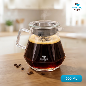 One Two Cups Teko Kopi Coffee Server V60 Drip Pour Over 600ml - Transparent