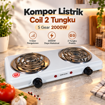 Gambar produk TaffHOME Kompor Listrik 2 Tungku Portable Coil Hot Plate 2000W - SHP-5703