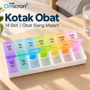 TaffOmicron Kotak Obat 7 Hari Siang Malam Medicine Capsule Storage - Multi-Color