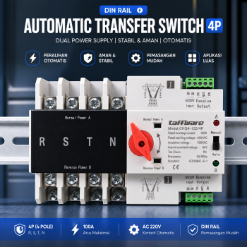Gambar produk Taffware Din Rail Power Supply Automatic Control Transfer Switch 4P 100A - CHQ4-125/4P