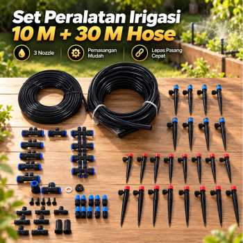 CARPATHEN Set Peralatan Irigasi Tanaman Garden Watering System 10M+30M - Black