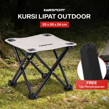 TaffSPORT Kursi Lipat Outdoor Mancing Portable Oxford Folding Chair - White
