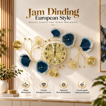 TaffHOME Jam Dinding European Style Quartz Luxury Iron Silent Movement - A1690