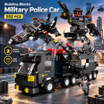 Tongsi Building Blocks Mobil Military Police Car 550 PCS - Black