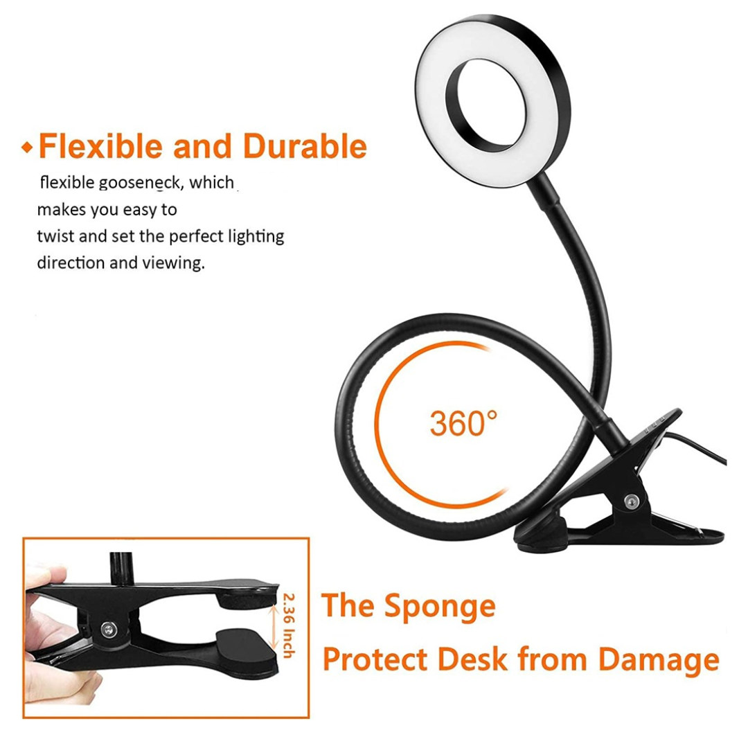 Gambar produk Foneso Lampu Baca LED USB Clip Fleksible Ring Light 3 Color 5 W - 7015-B - 3