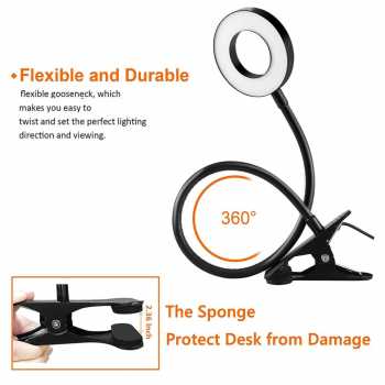 Gambar produk Foneso Lampu Baca LED USB Clip Fleksible Ring Light 3 Color 5 W - 7015-B - 3