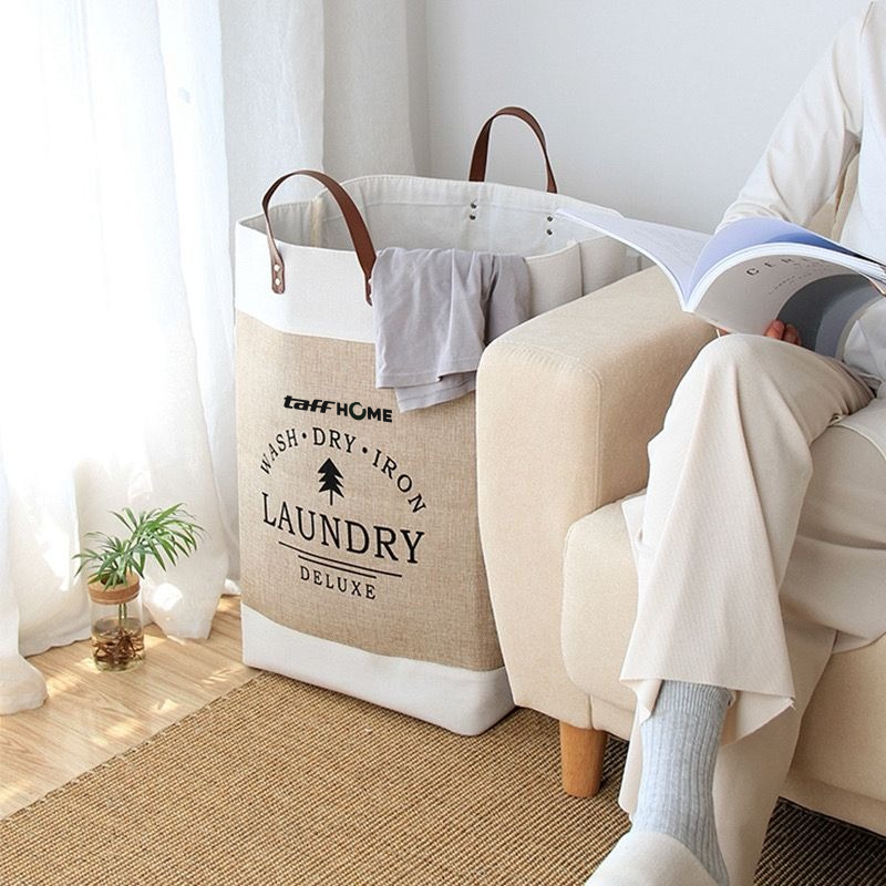 Gambar produk TaffHOME Tas Laundry Bag Storage Organizer Linen Foldable with Handle - E90 - 6