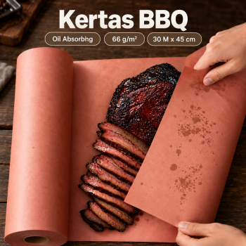 BERQIU Kertas BBQ Butcher Paper Food Grade Oil Absorber Roll - 30Mx45cm Pink