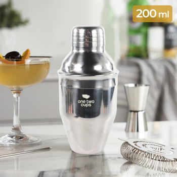 One Two Cups Cocktail Shaker Bartender Japanese Style Stainless 200ml - Silver