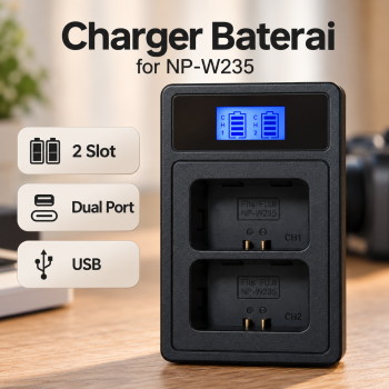Kimaru Charger Baterai Kamera Dual Port for Sony NP-W235 Battery - Black