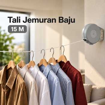 SANO Tali Jemuran Baju Portable Indoor Outdoor Retractable 15M 13.6kg - Gray