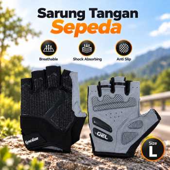 Kyncilor Sarung Tangan Sepeda Gym Half Finger Gloves Breathable L - Black