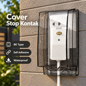 Bitne Kotak Cover Stop Kontak Dinding Self-Adhesive Waterproof 86 Type - Black/Transparant