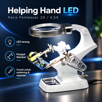 Gambar produk Pegangan Solder Helping Hand LED with Kaca Pembesar Magnifier 3X/4.5X - TH-7023
