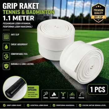 DALTOM Grip Raket Tennis Badminton Padel Sweat Absorbing 1.1M - White