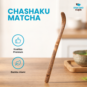 One Two Cups Chashaku Sendok Matcha Bambu Bamboo Spoon 18.2cm - Chocolate