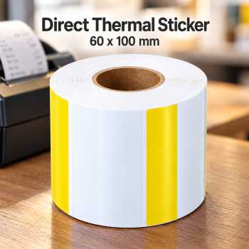 Direct Thermal Kertas Sticker Label Barcode Print 60x100mm 1 PCS - White