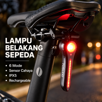 TOSUOD Lampu Belakang Sepeda LED Rechargeable Sensor Rem Otomatis - Black