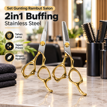 Biutte.co Set Gunting Rambut Salon 2in1 Buffing Stainless Steel - N-46