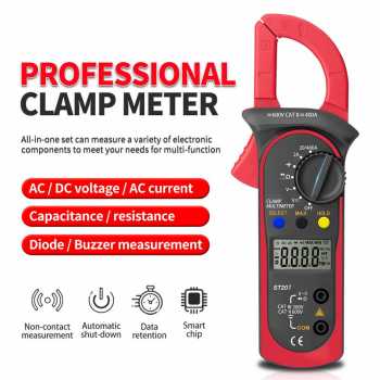 JUNEJOUR Digital Clamp Multimeter Tang Ampere AC/DC NCV 600V 400A - Red