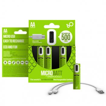 MICROBATT Baterai Cas Rechargeable Micro USB 2PCS AA - 1000mah - Green